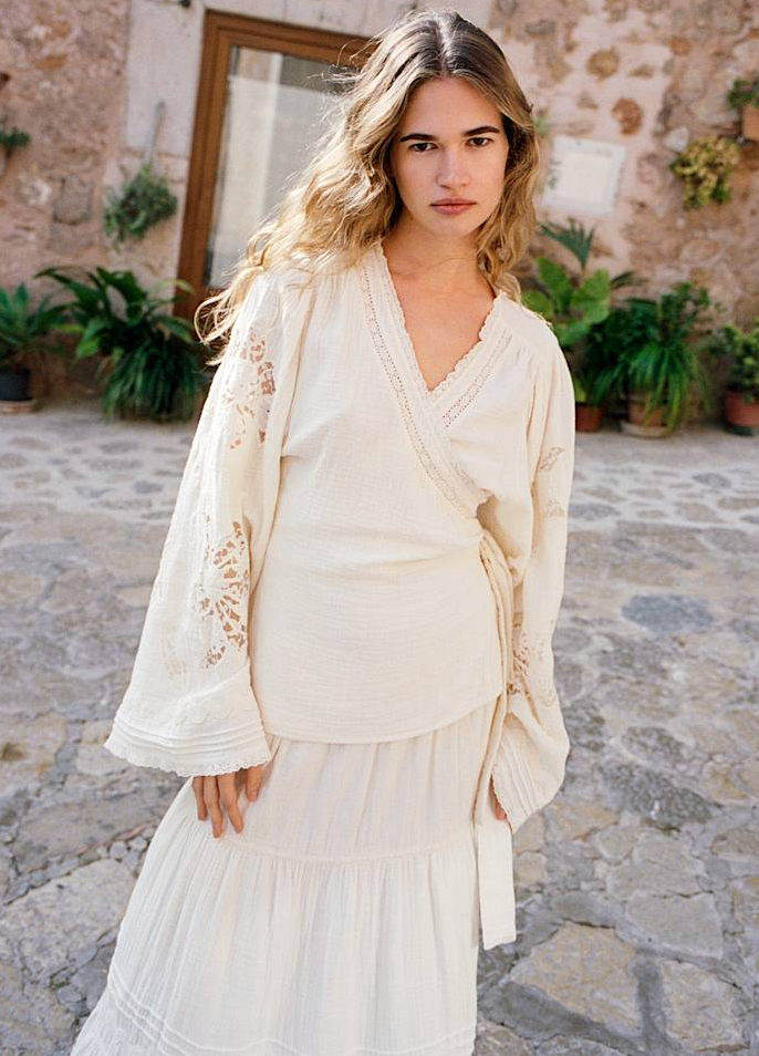 Sissel Edelbo - Wrap bluse - Off white - Winfrey