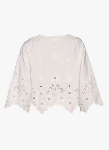 Sissel Edelbo - Skjorte - Hvid broderi anglaise - Trine sss