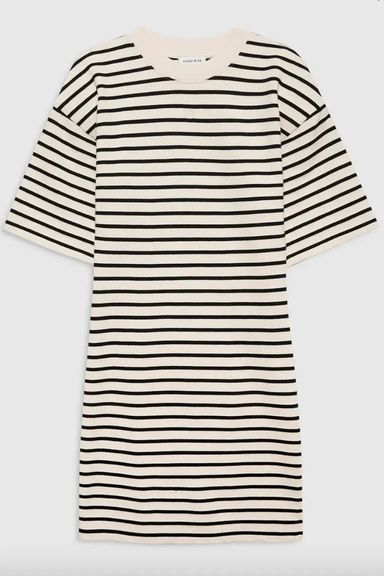 Anine Bing - Kjole - Black stripe french terry - Mona - Stilkompagniet.dk