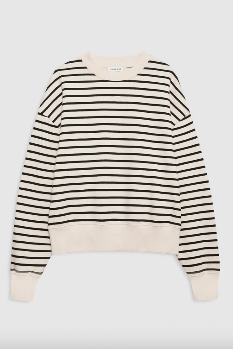 Anine Bing - Sweatshirt - Black stripe french terry - Dean - Stilkompagniet.dk