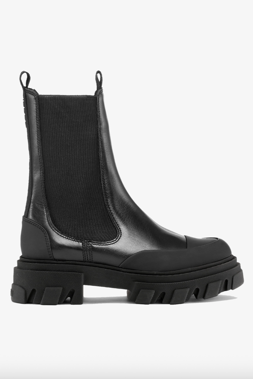 GANNI - Støvler - Black - Cleated Mid Boot - Chelsea Black stitch
