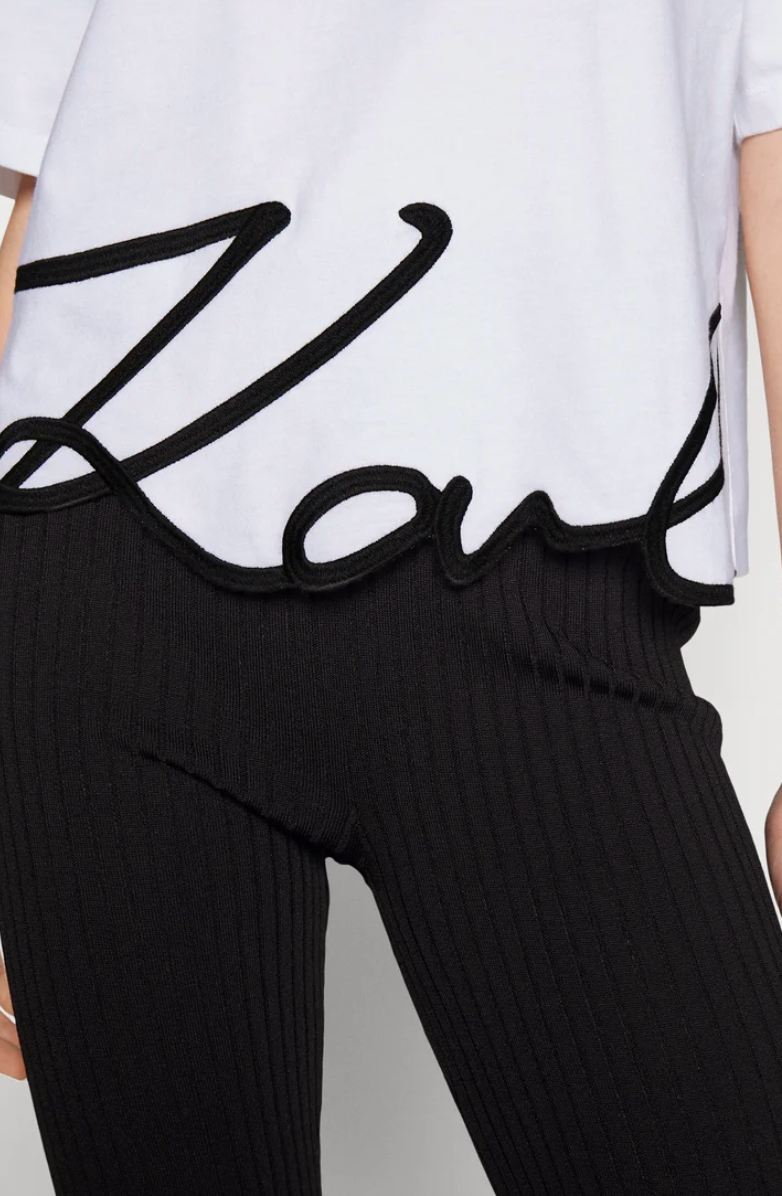 Karl Lagerfeld - T-shirt - Hvid round neck - Signature hem