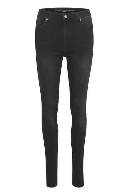 Sorte slim-fit jeans med høj talje og synlige lommer, fra My Essential Wardrobe.