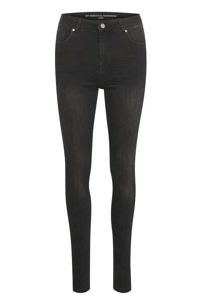 Sorte slim-fit jeans med høj talje og synlige lommer, fra My Essential Wardrobe.