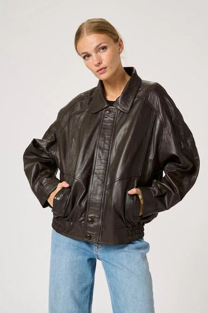 My Essential Wardrobe - Læderjakke - Delicioso Brown - Akela - Stilkompagniet.dk