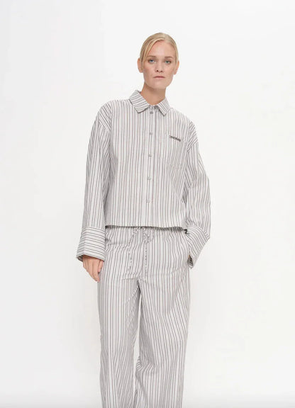 2NDDAY - Skjorte - Walnut Stripe - Clarin - Stilkompagniet.dk