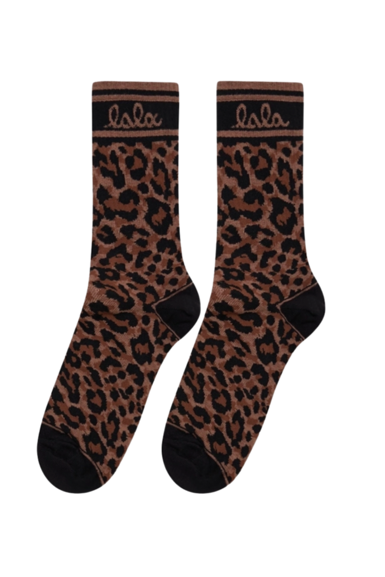 LALA BERLIN - Strømper - Dark brown leo - Sanira Cotton Blend sss
