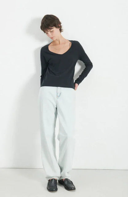 American Vintage - Bluse - Noir/Black - Gamipy V-Neck - Stilkompagniet.dk