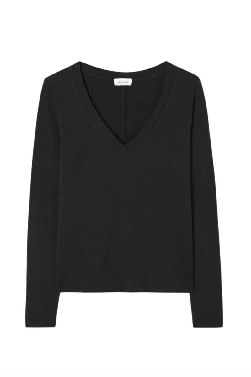 American Vintage - Bluse - Noir/Black - Gamipy V-Neck - Stilkompagniet.dk