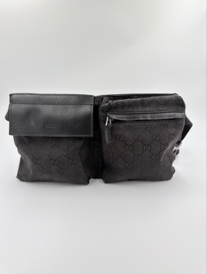 Gucci - Sort - GG canvas bæltetaske -  Secondhand