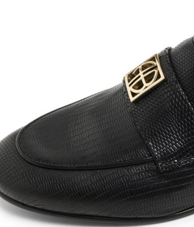 Anine Bing Corrine Loafers Monogram Black Mini Emblossed