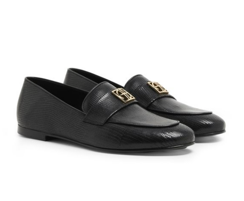 Anine Bing Corrine Loafers Monogram Black Mini Emblossed