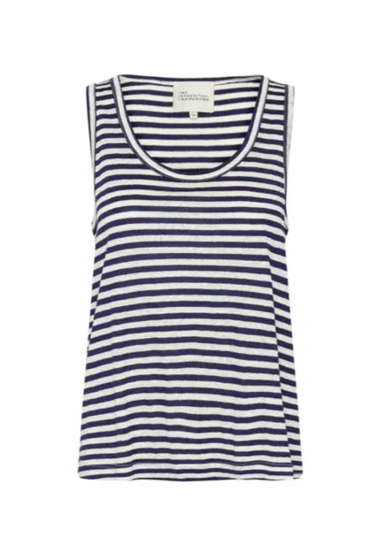 My Essential Wardrobe - Top - Dark Sapphire Blue Striped - Lisa - Stilkompagniet.dk