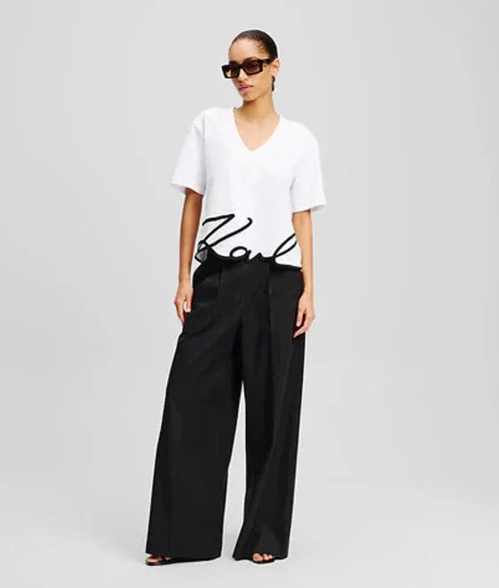 Karl Lagerfeld - T-shirt - White - Signature hem - Stilkompagniet.dk