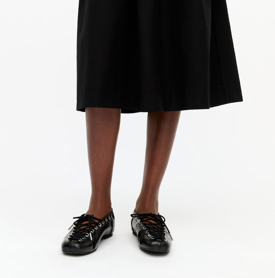 GANNI - Ballerina - Black Oleatex Lace-Up