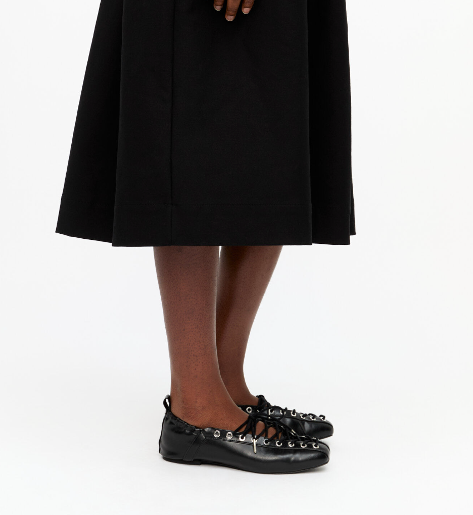 GANNI - Ballerina - Black Oleatex Lace-Up