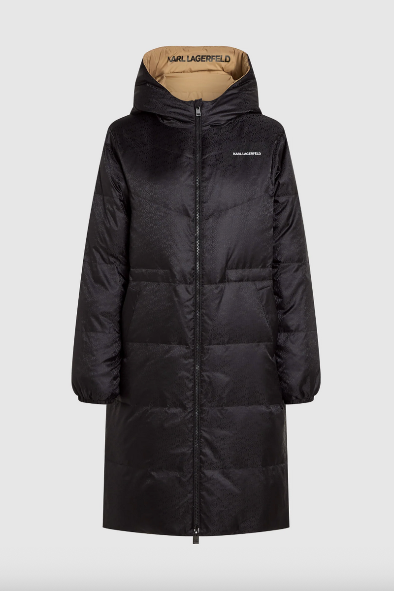 Karl Lagerfeld - Vinterjakke - Black/Nougat - Reversible long logo down coat