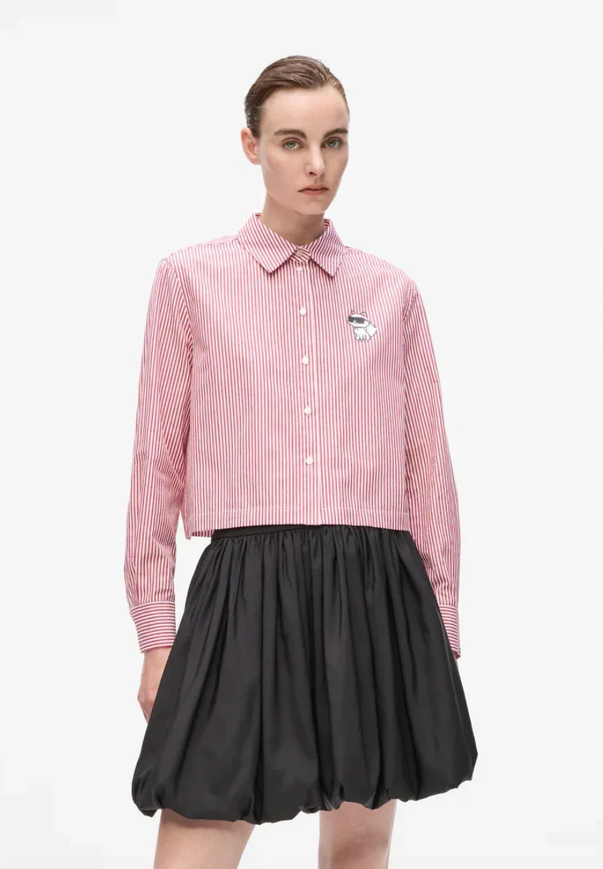 Karl Lagerfeld - Skjorte - Sage White stripes - Choupette Cropped - Stilkompagniet.dk