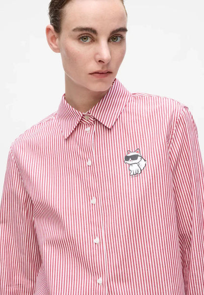Karl Lagerfeld - Skjorte - Sage White stripes - Choupette Cropped - Stilkompagniet.dk