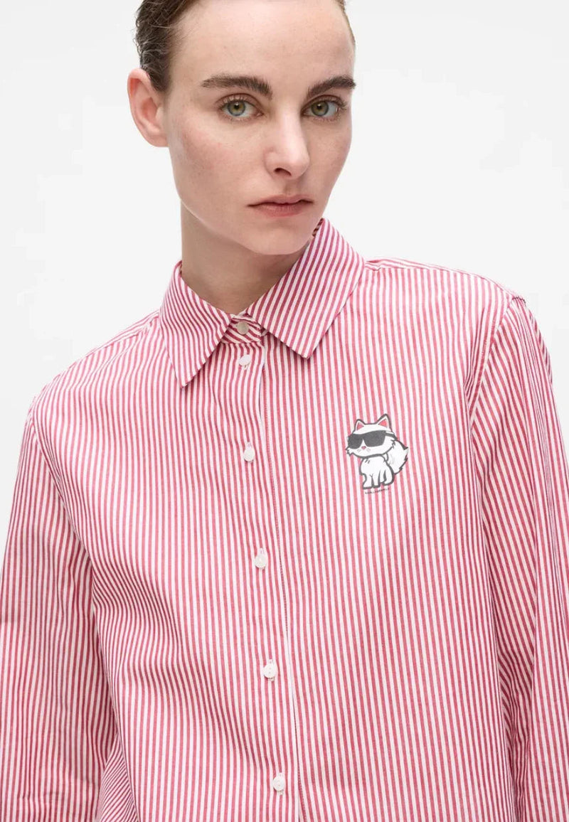 Karl Lagerfeld - Skjorte - Sage White stripes - Choupette Cropped - Stilkompagniet.dk