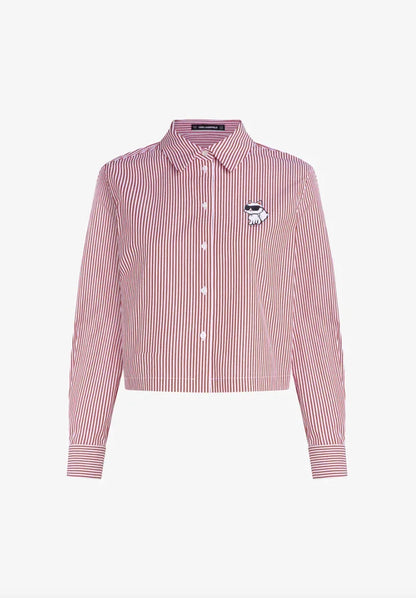 Karl Lagerfeld - Skjorte - Sage White stripes - Choupette Cropped - Stilkompagniet.dk