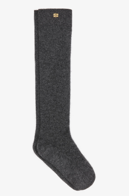 Ganni - Knæstrømper - Dark Grey Wool - High Socks