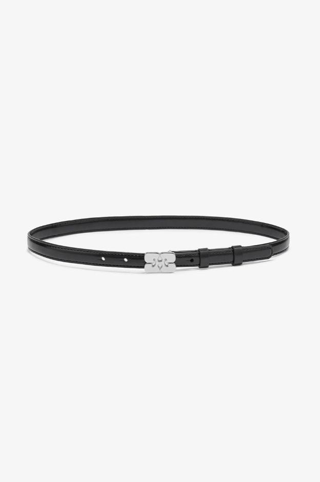 Ganni - Bælte - Black Patent - Slim bou A7112