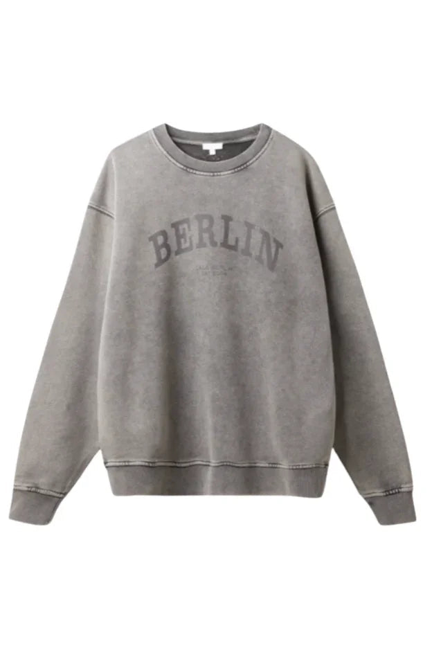 Lala Berlin - Sweatshirt - Washed Grey - Berlin - Stilkompagniet.dk