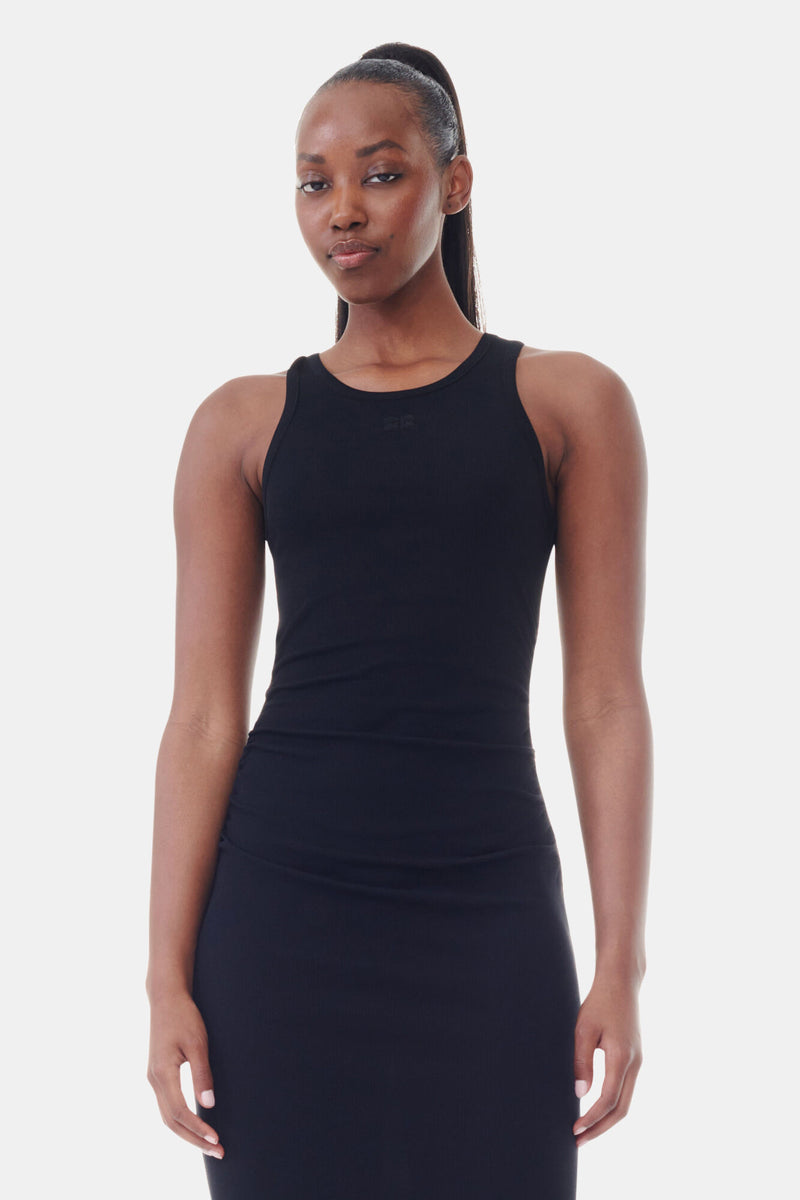Ganni - Kjole - Black - Rip tank top dress