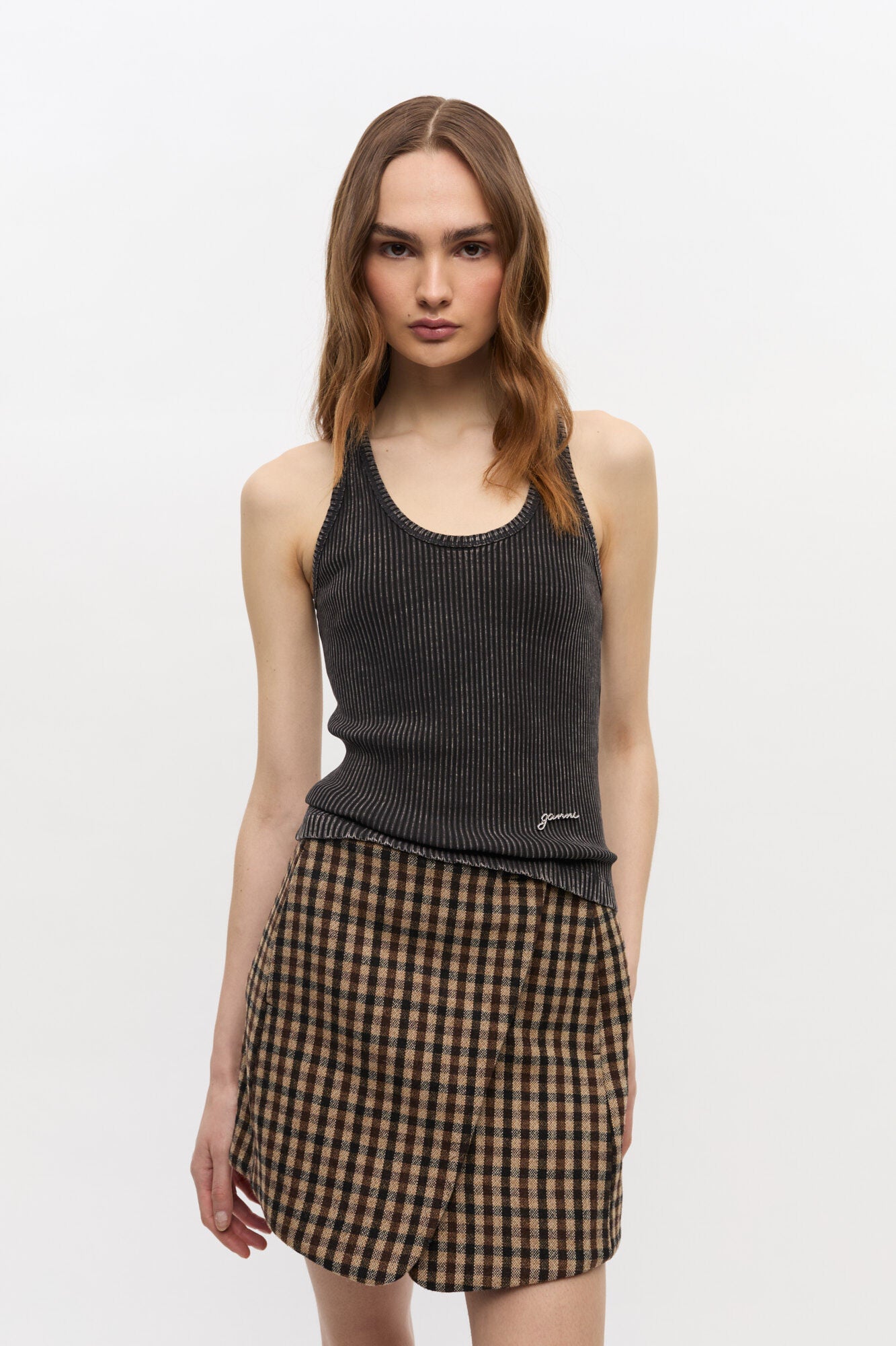 Ganni - Tanktop - Black Washed - Sort vasket tanktop