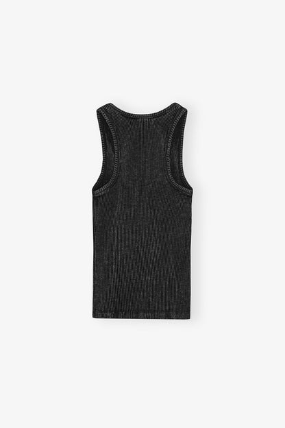 Ganni - Tanktop - Black Washed - Sort vasket tanktop
