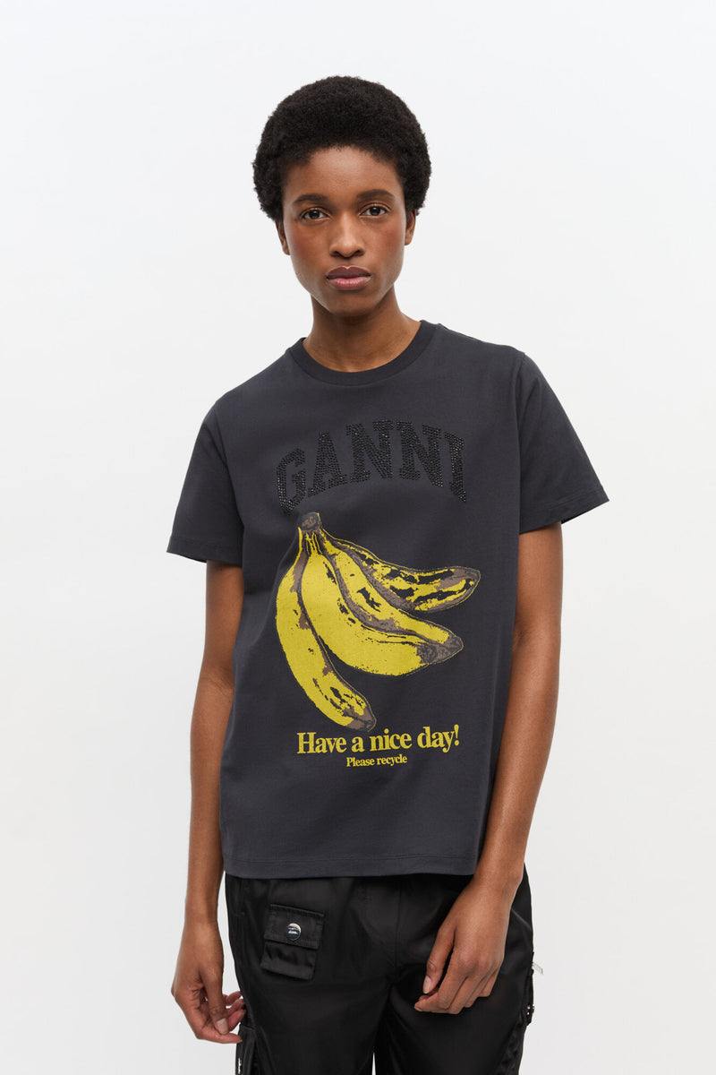 GANNI - T-shirt - Phantom - Banana Graphic T4238