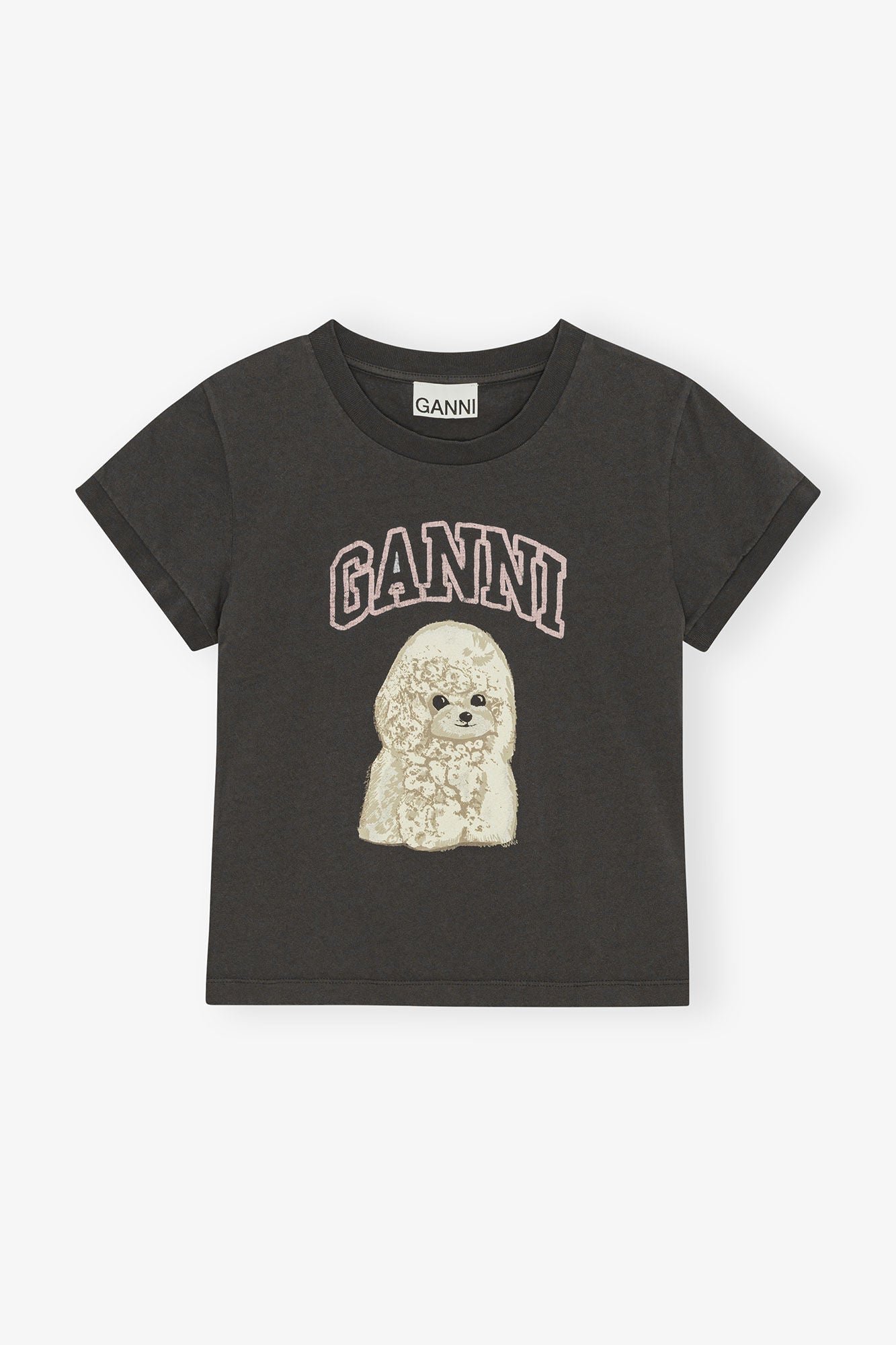 Ganni - T-shirt - Phantom - Baby fit tee med puddel