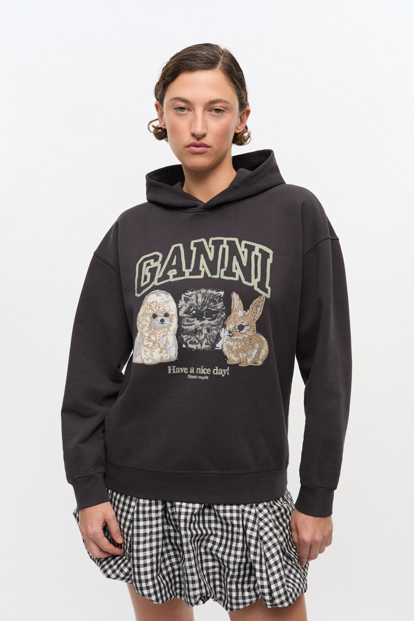 Ganni - Hoodie - Phantom - Isoli oversize hættetrøje med dyreprint