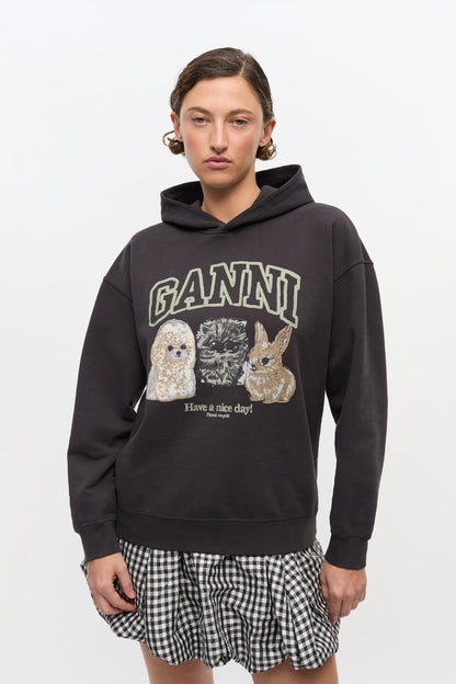 Ganni - Hoodie - Phantom - Isoli oversize hættetrøje med dyreprint