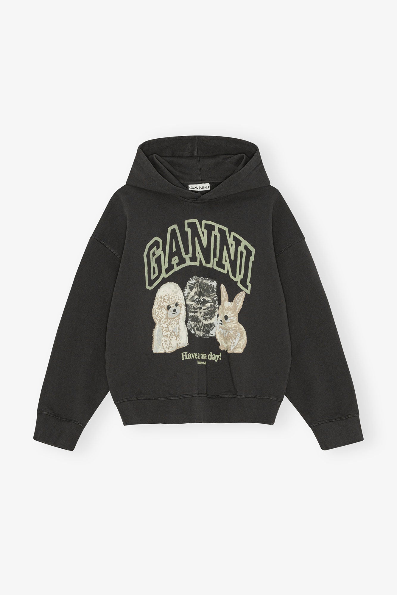 Ganni - Hoodie - Phantom - Isoli oversize hættetrøje med dyreprint