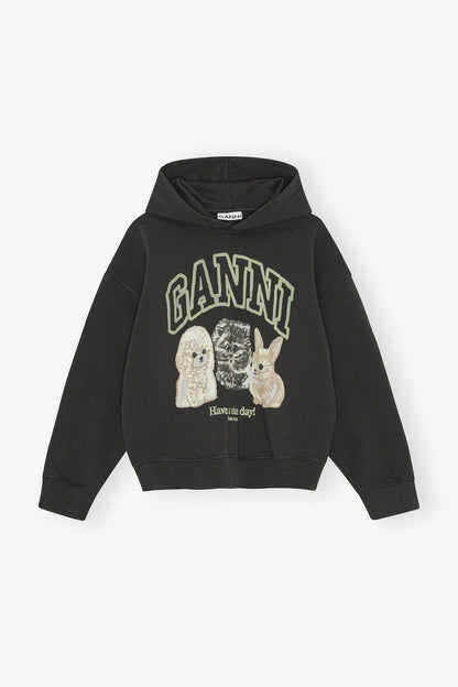 Ganni - Hoodie - Phantom - Isoli oversize hættetrøje med dyreprint