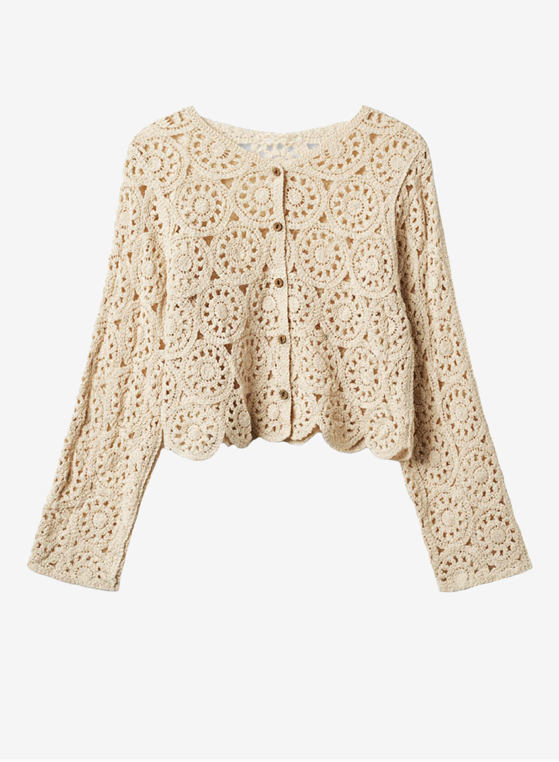 The Collection Crochet Cardigan Beige