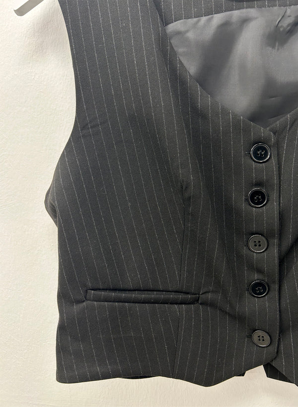 The Collection Pinstripe Vest Black