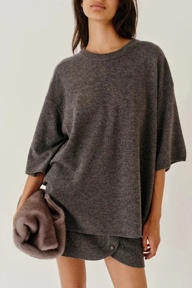 The Garment (21447) Como Oversized Tee i farven Grey Melange på kvinde