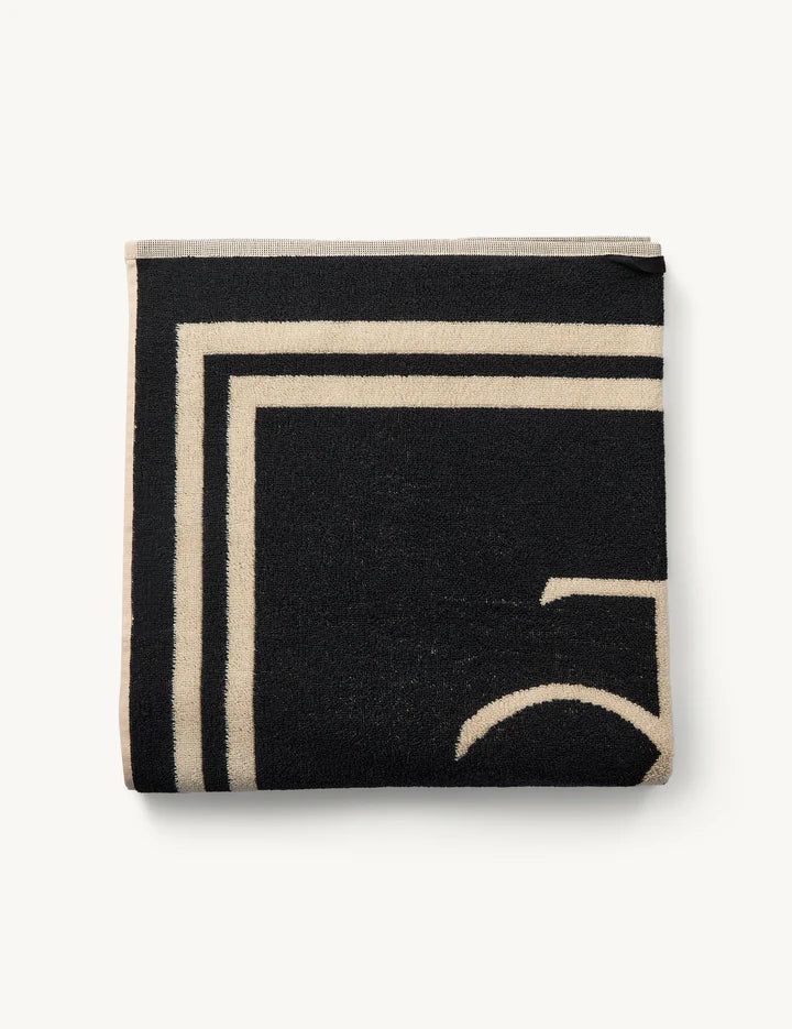 The Garment - Håndklæde - Sort/Beige - Logo Towel Bone