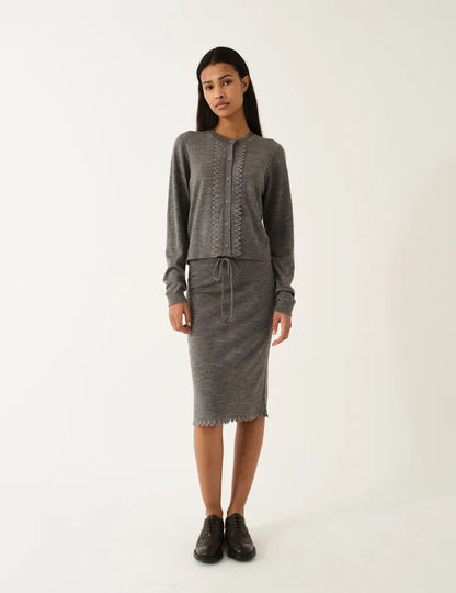 The Garment - Cardigan - Grey Melange - Bergen Scallop