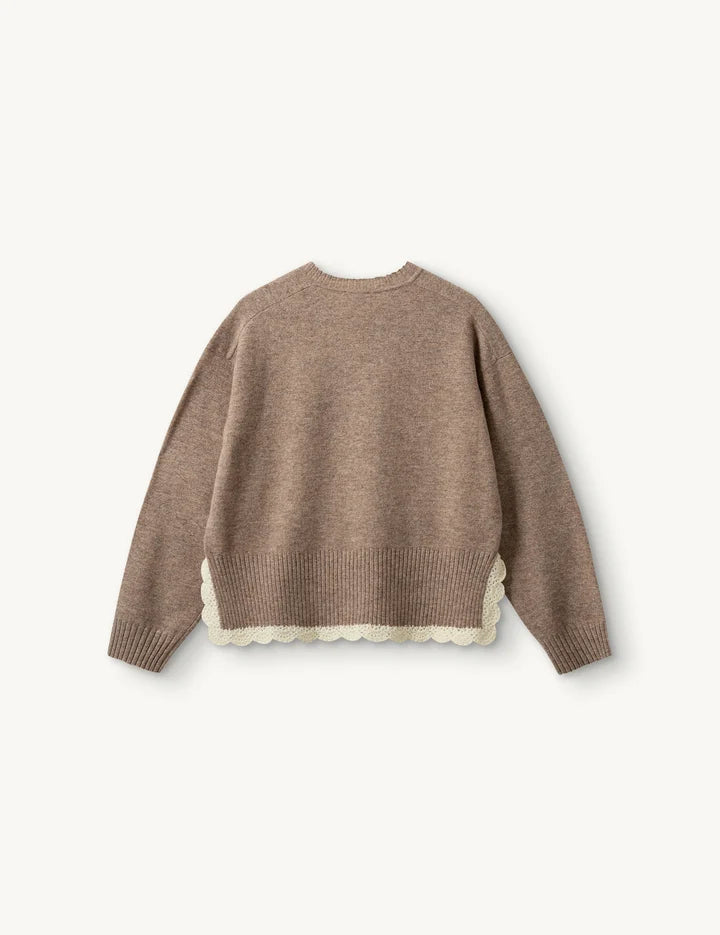 The Garment - Striktrøje - Beige Melange - Como Crochet V-Neck, billede 4