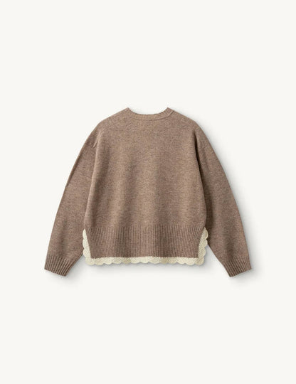 The Garment - Striktrøje - Beige Melange - Como Crochet V-Neck, billede 4