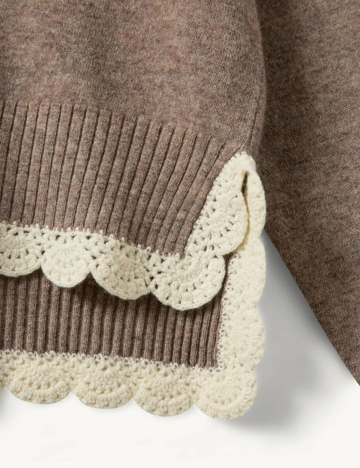 The Garment - Striktrøje - Beige Melange - Como Crochet V-Neck, billede 3