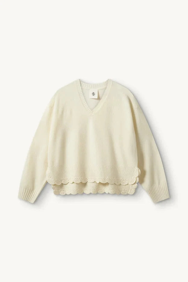 The Garment - Strik - Cream - Como Crochet V-Neck