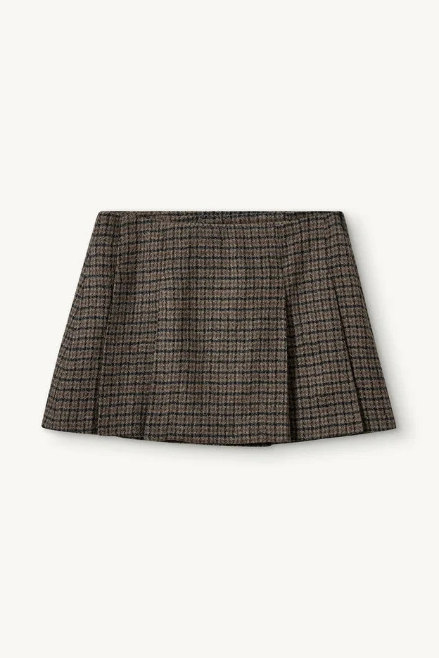 Elegant, kort nederdel fra The Garment i en smuk kombination af brune og sorte nuancer med et klassisk ternet mønster. packshot
