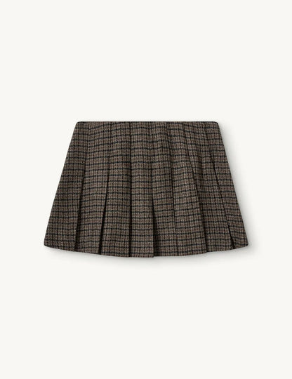 Elegant, kort nederdel fra The Garment i en smuk kombination af brune og sorte nuancer med et klassisk ternet mønster bagfra