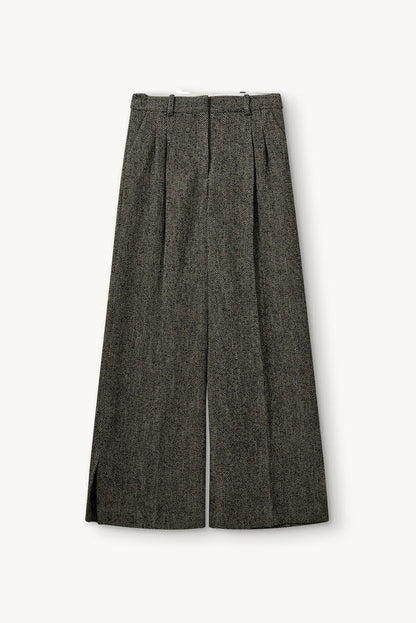 bukser fra The Garment i en smuk kombination af sorte og brune nuancer med et klassisk sildebensmønster packshot