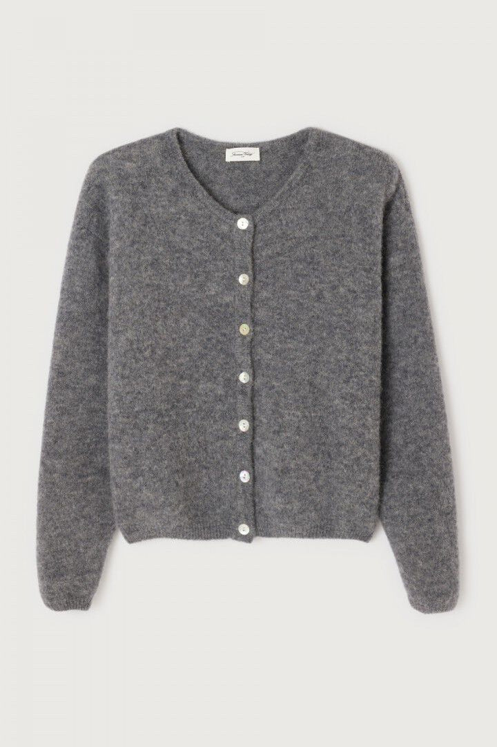 Vitow cardigan i Steel Melange fra American Vintage